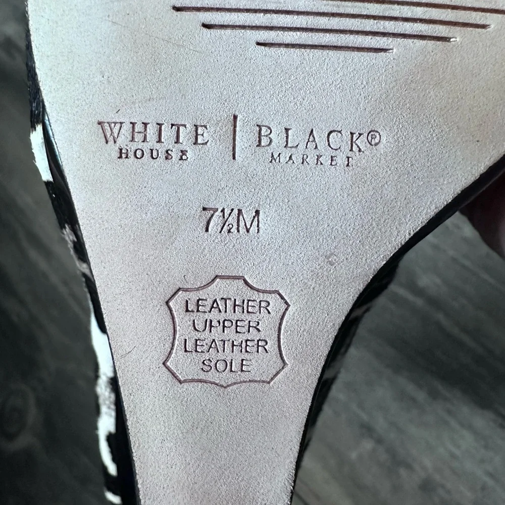 White House | Black House Willow Calf Hair Leopard Print Wedge Heels SZ 7.5 - Picture 11 of 14